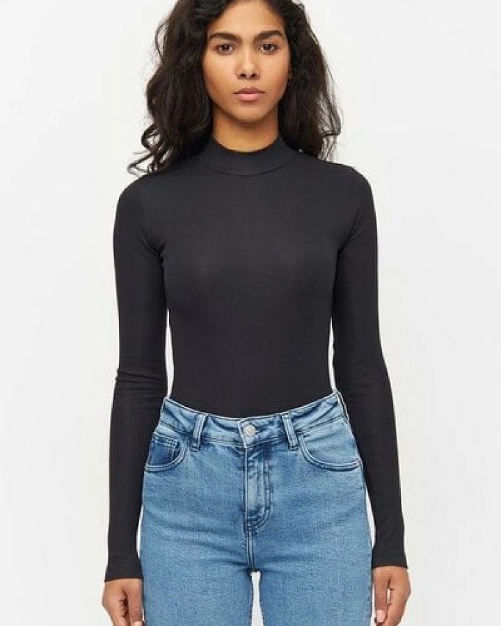 KnowledgeCotton Apparel Langarmshirt - Rib high neck long sleeved - aus Bio-Baumwolle