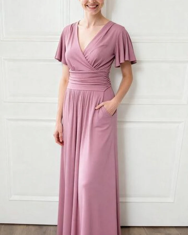 Ingoria PANDORA Maxikleid mit Schmetterlingsärmel (Uni)