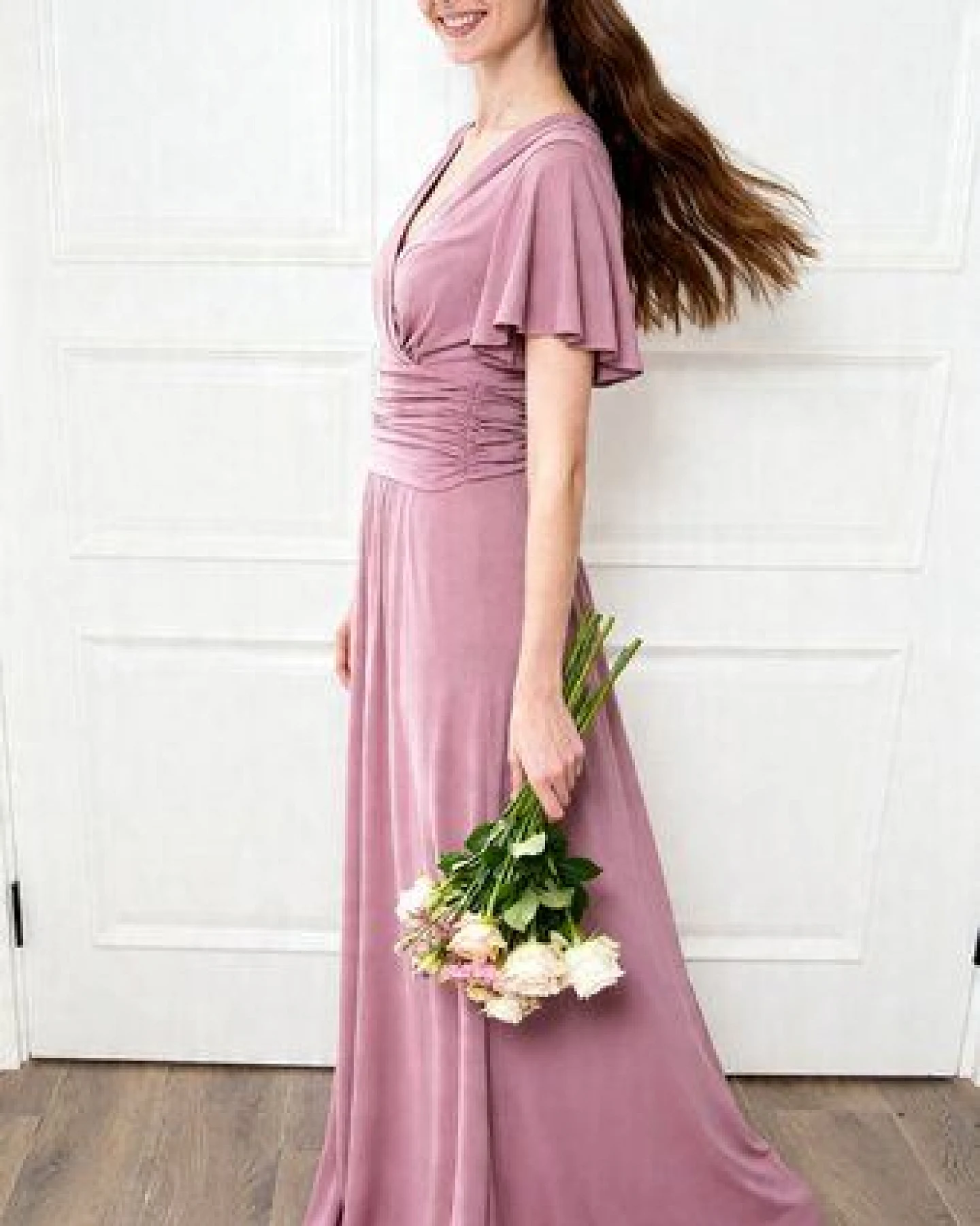 Ingoria PANDORA Maxikleid mit Schmetterlingsärmel (Uni) – Ansicht 3