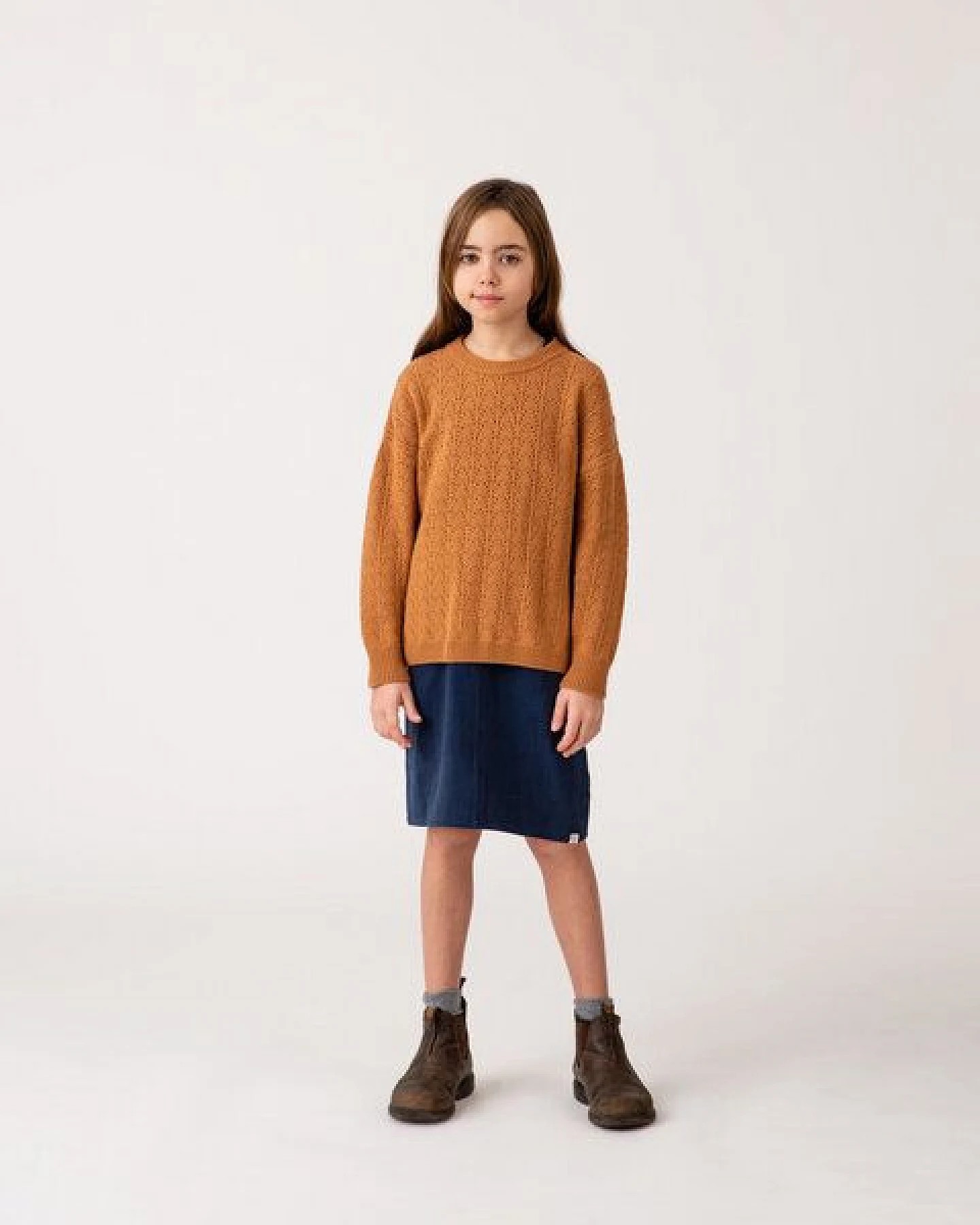 Matona Gestrickter Pullover mit Lochmuster für Kinder aus recycelter Wolle / Lace Sweater – Ansicht 2