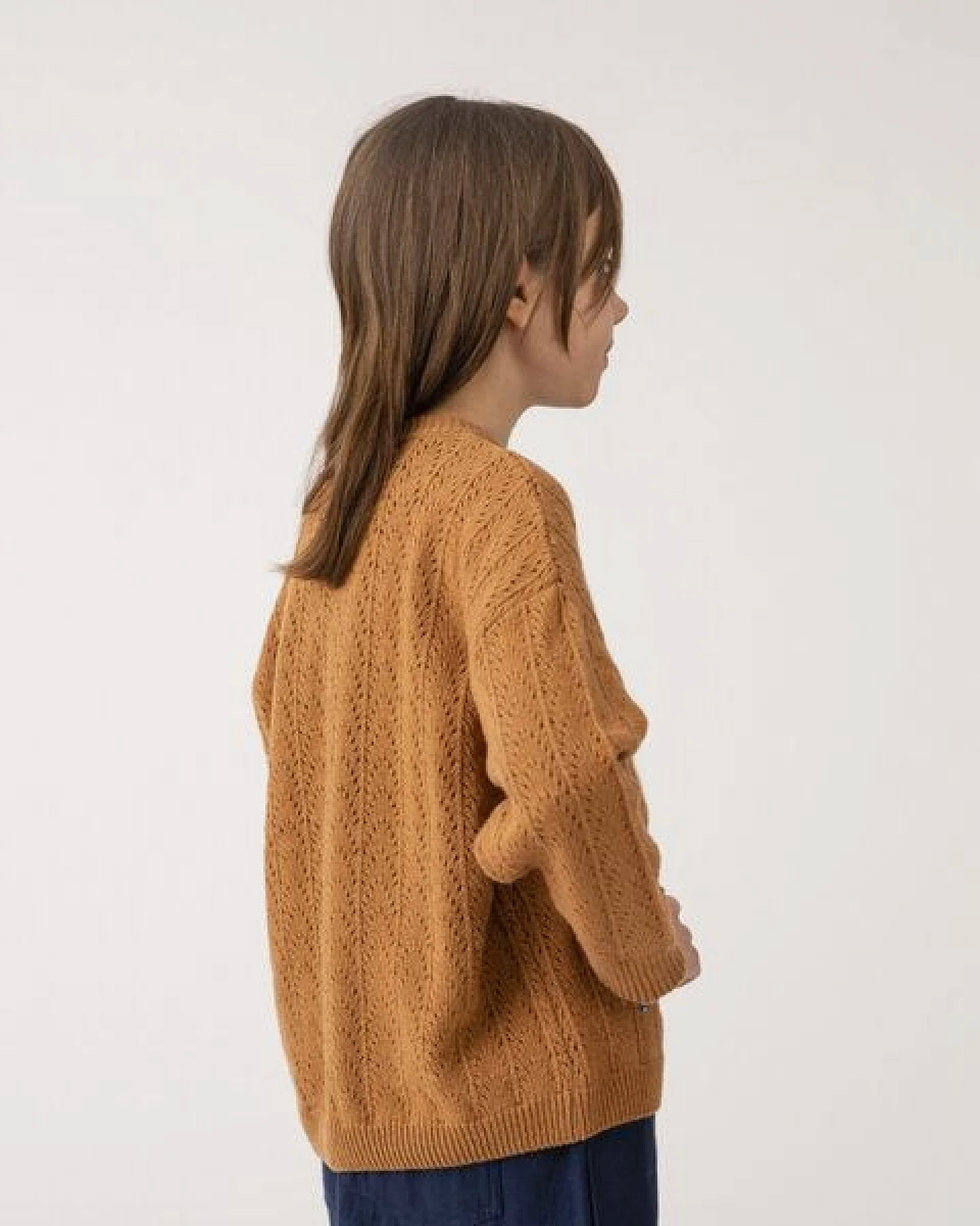 Matona Gestrickter Pullover mit Lochmuster für Kinder aus recycelter Wolle / Lace Sweater – Ansicht 4