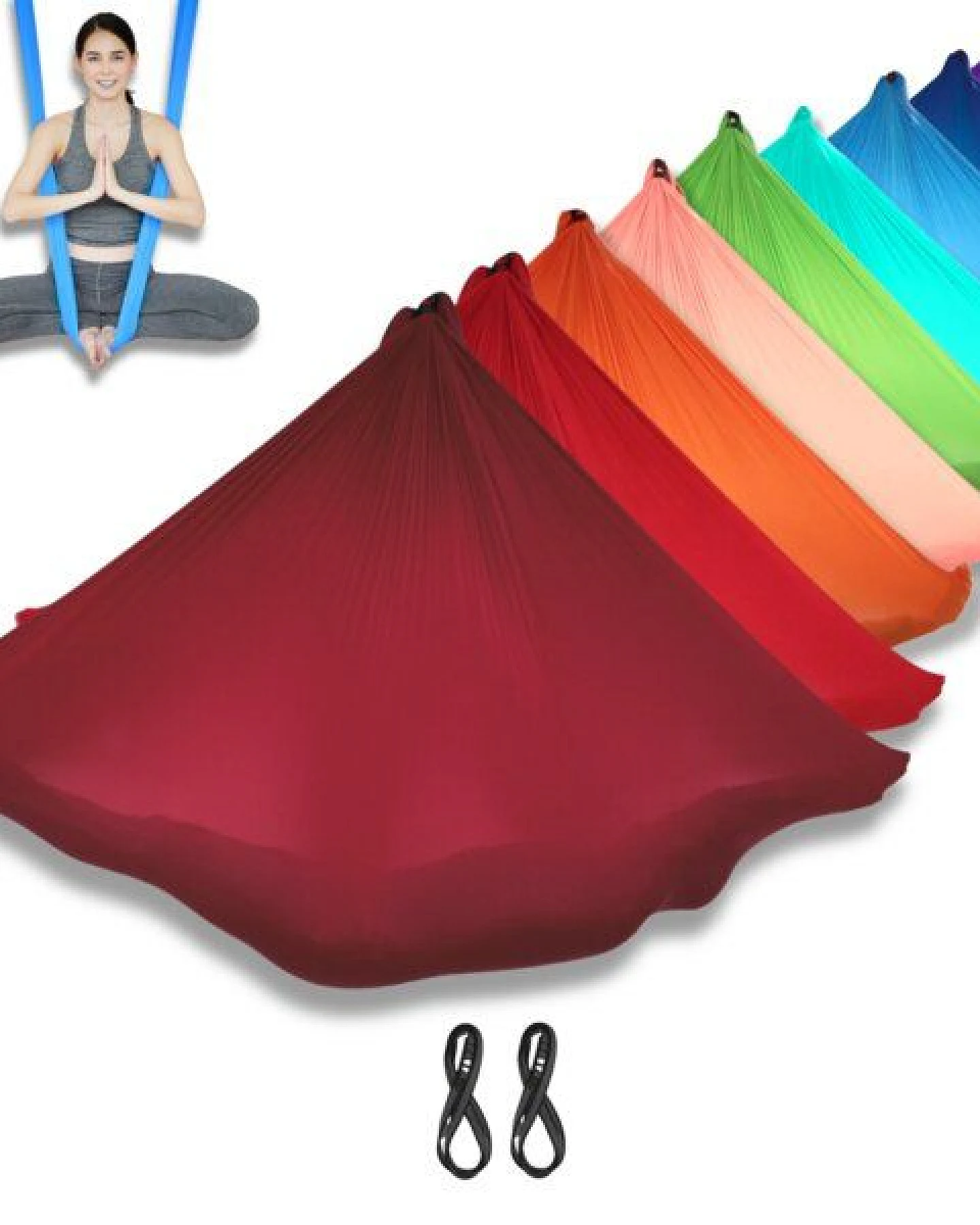 YOGALAXY® Aerial Yoga Tuch - mit Bindeschlingen - Premiumqualität in diversen Farben – Ansicht 2