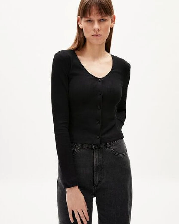 ARMEDANGELS BIANCAA LOLA - Damen Ripp Longsleeve Slim Fit aus Bio-Baumwoll Mix