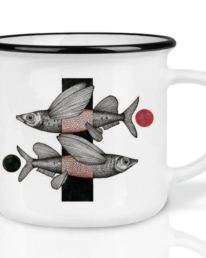 LIGARTI Keramiktasse – Fliegende Fische