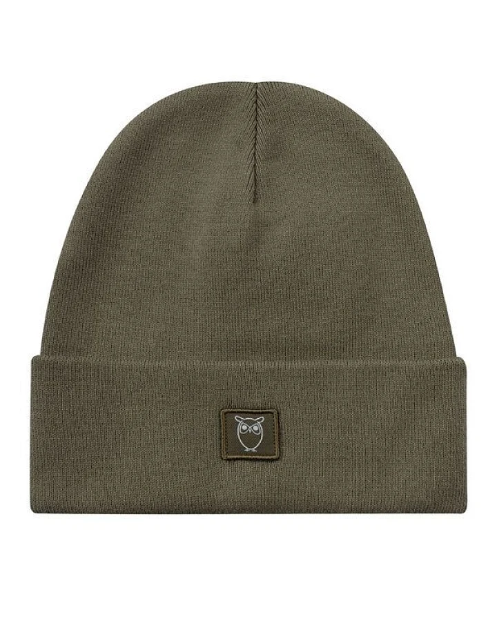 KnowledgeCotton Apparel Mütze - Rib Beanie - aus Bio-Baumwolle mit Logo Patch