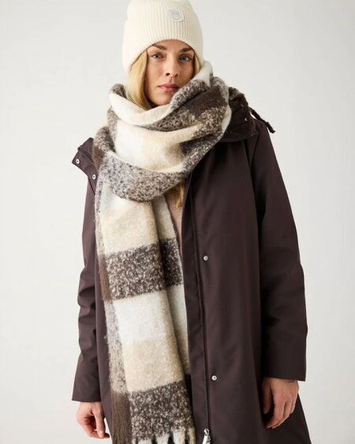 KnowledgeCotton Apparel Veganer Winterschal - kariert - aus recyceltem Polyester