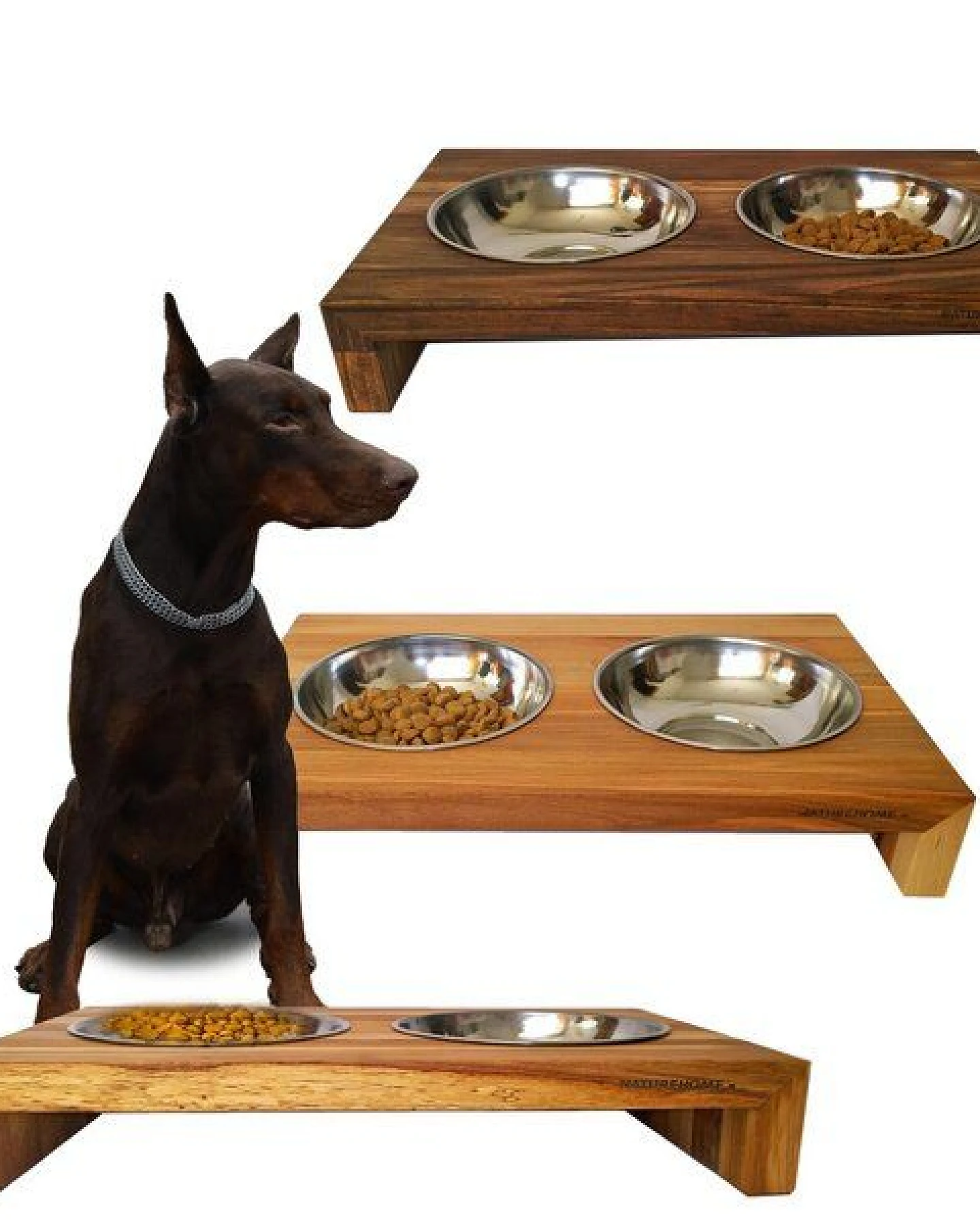 NATUREHOME Design Hundebar aus Holz, Buche, Eiche oder Nussbaum 50x30x8 cm – Ansicht 2