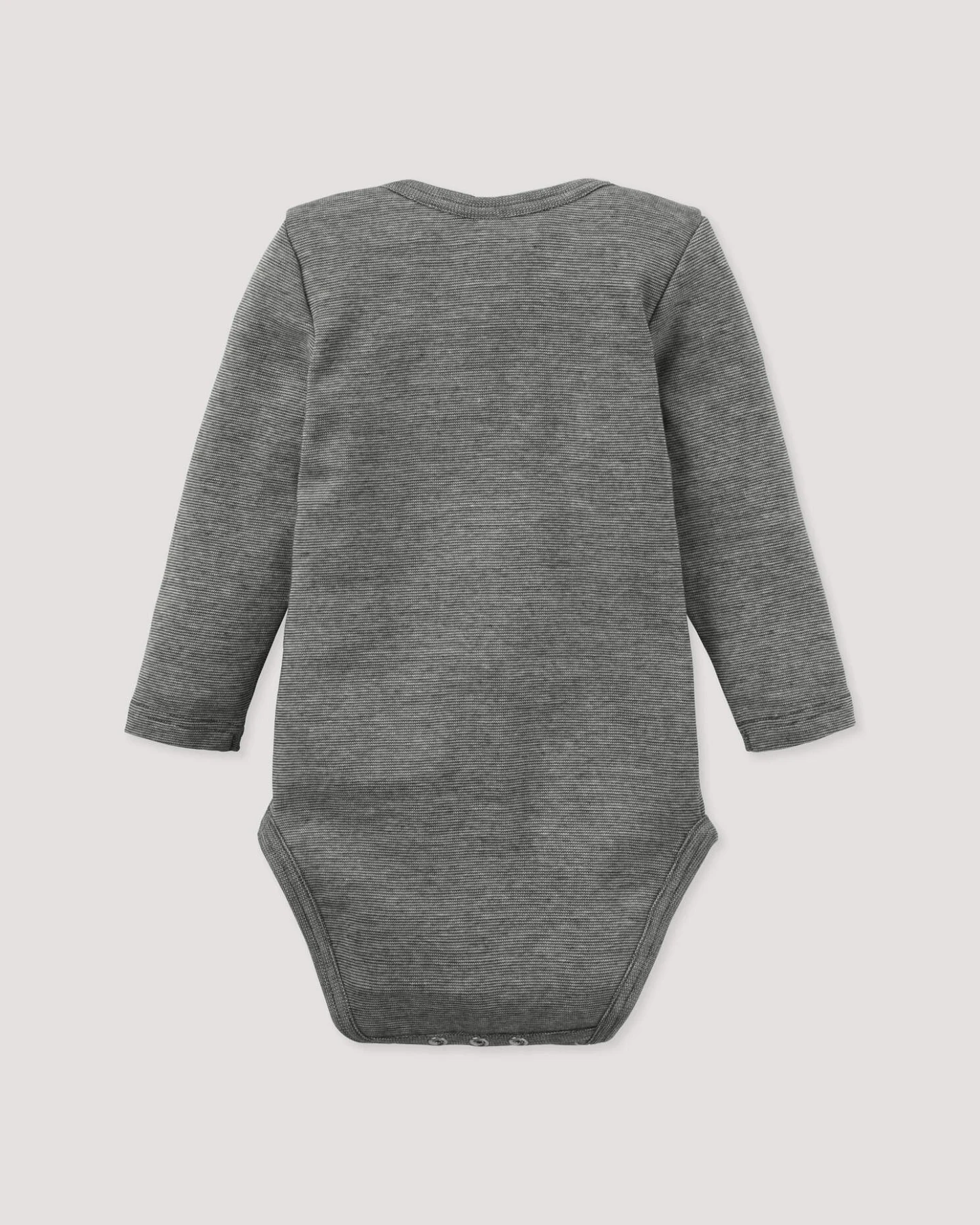 hessnatur Baby Langarm Body aus Bio-Baumwolle mit Bio-Merinowolle und Seide - grau - Größe 98/104 – Ansicht 2