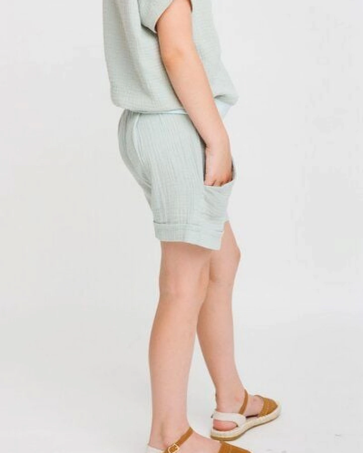 Babbily Kinder Sommer Shorts mit Komfortbund - Bio-Musselin – Ansicht 4