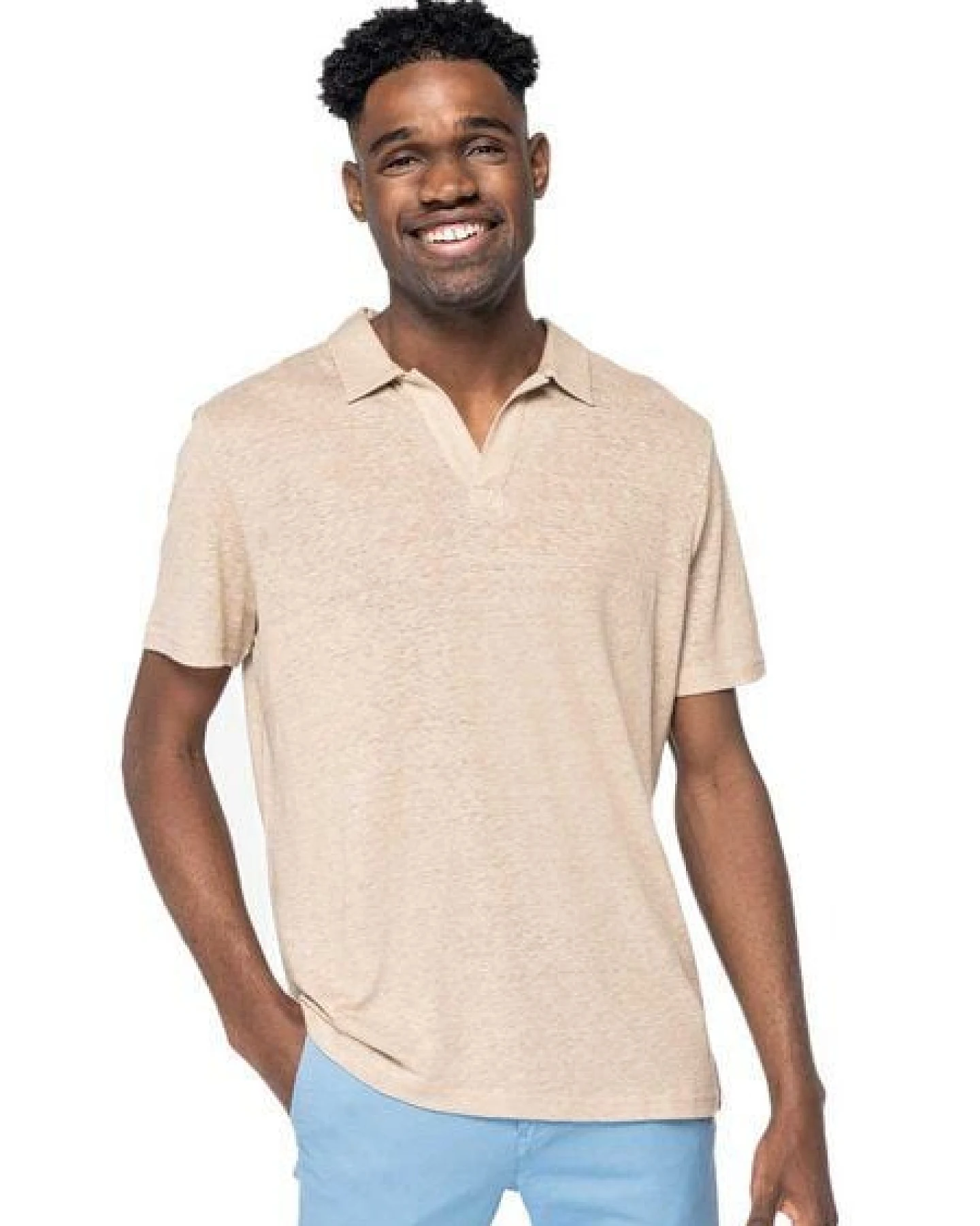YTWOO Herren Polohemd aus 100% Leinen – Ansicht 3