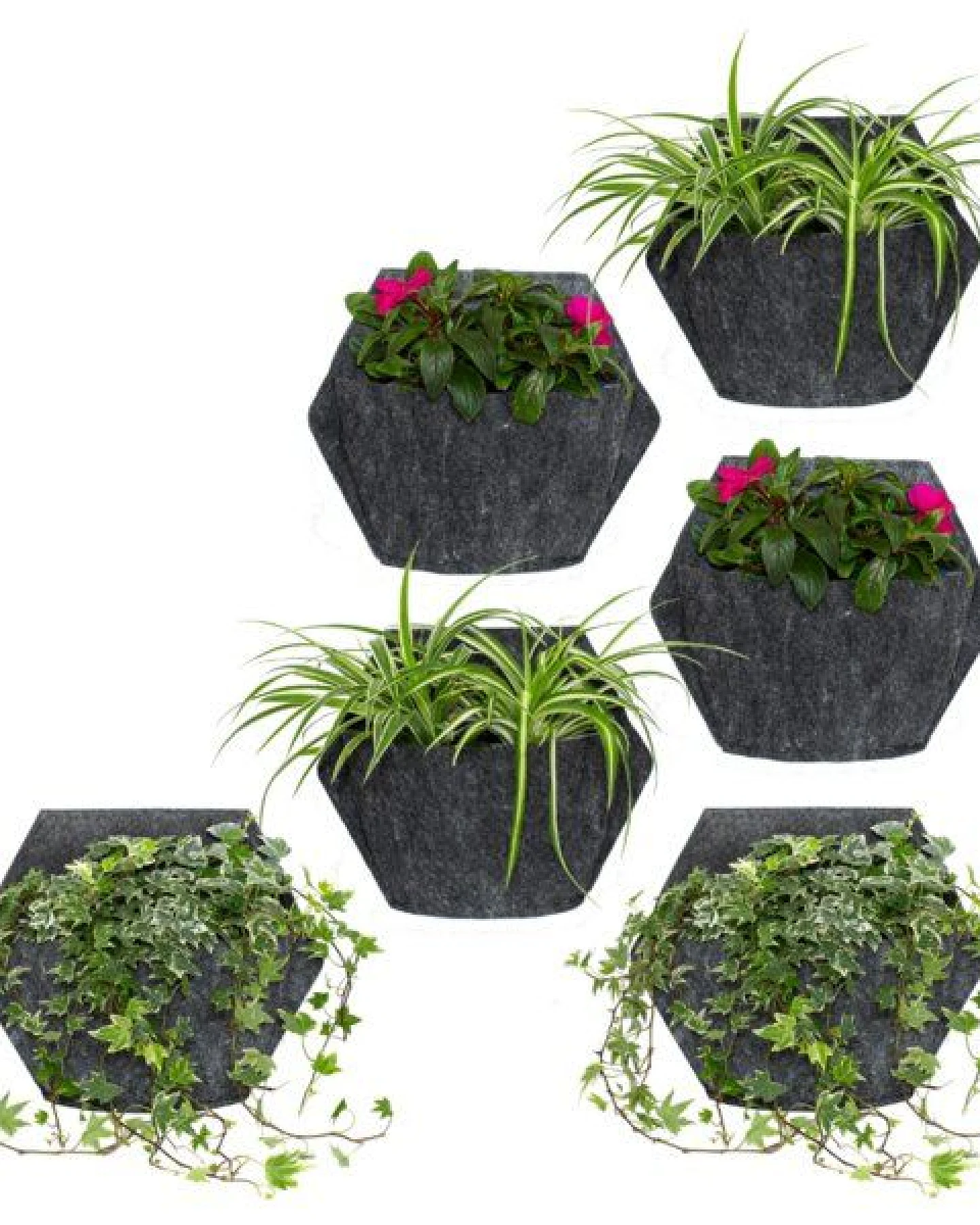 CitySens 6er-Pack Wand-Blumentopf mit Textilbezug und automatische Bewässerung – Ansicht 3