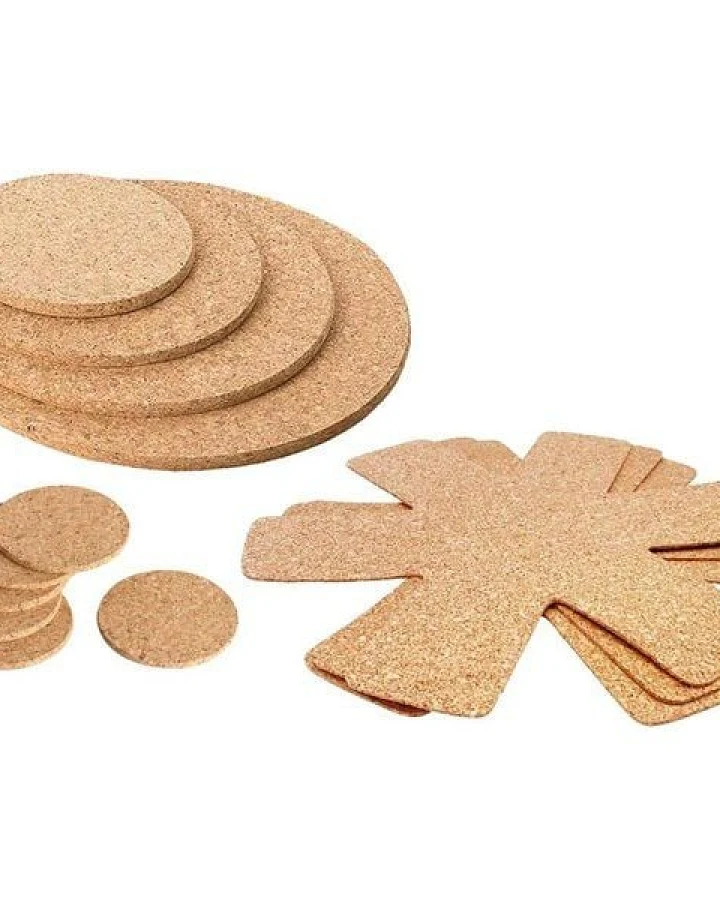 Kork-Deko 6er-Set Untersetzer (15, 20, 25, 30cm & Gläser) mit Pfannenschutz