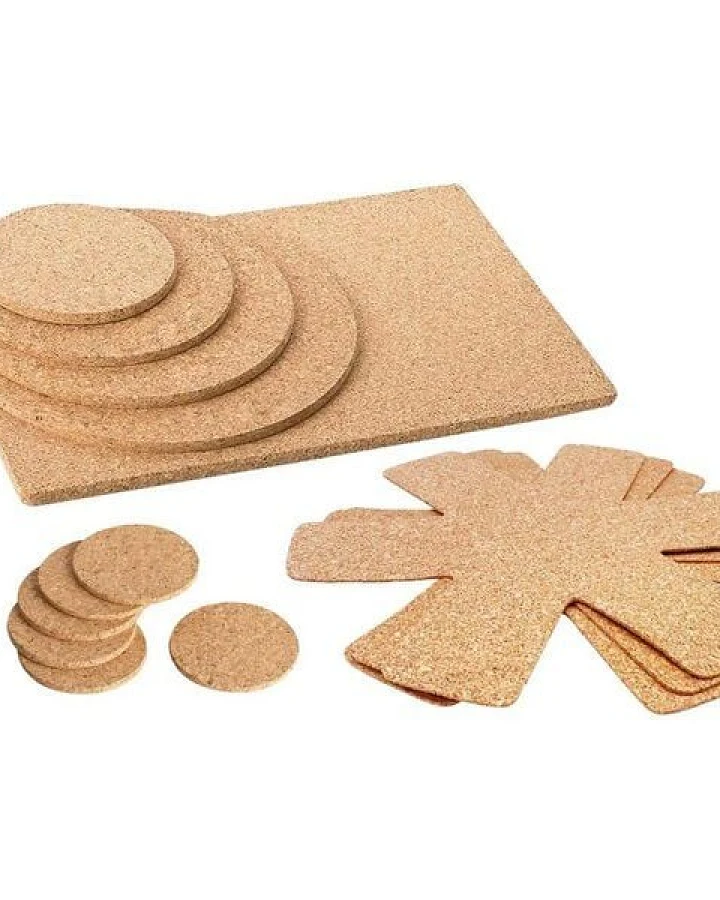 Kork-Deko 7er-Set Untersetzer 15, 20, 25, 30, 45x30 cm - Gläser + Pfannenschutz