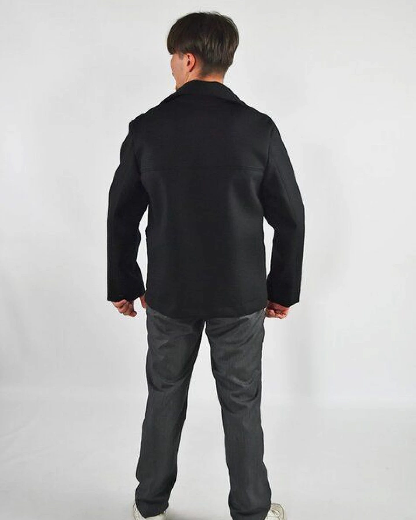Aatise Herrenjacke aus schwarzer upgecycelter Wolle made in France Zuffle – Ansicht 3