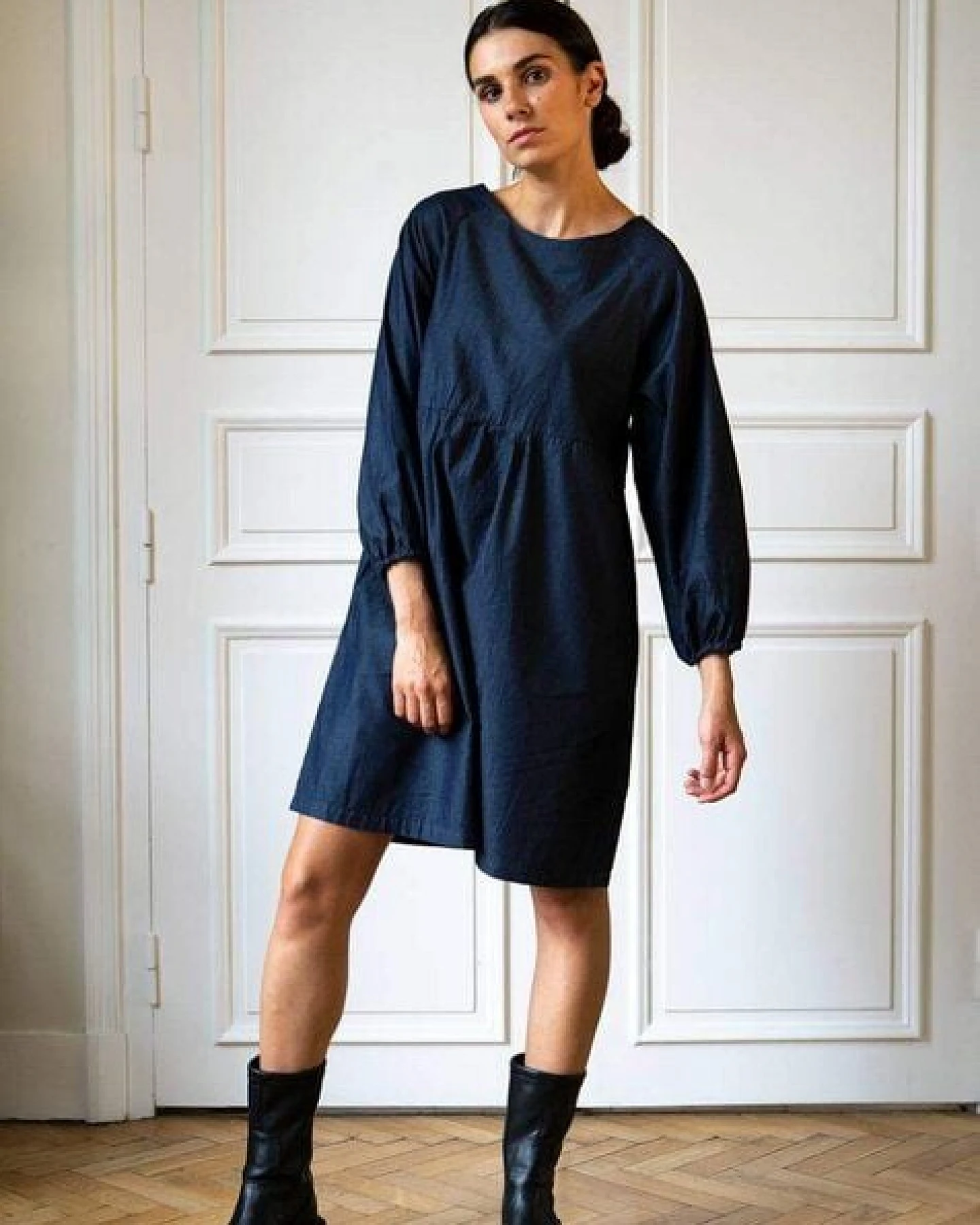 Aatise Zlem Kleid drei Viertel Ärmel 100% Bio-Baumwolle upgecycelt – Ansicht 2