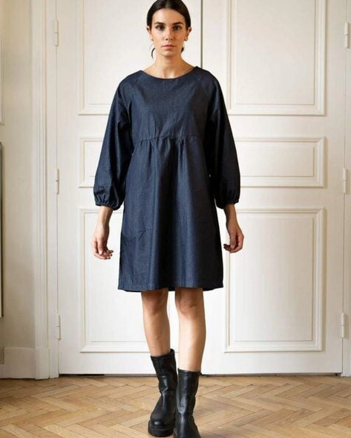 Aatise Zlem Kleid drei Viertel Ärmel 100% Bio-Baumwolle upgecycelt – Ansicht 4