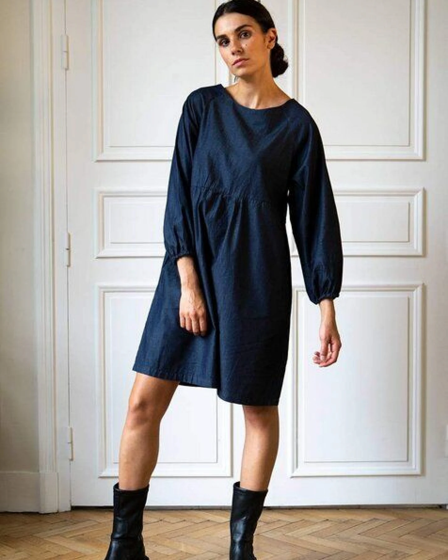 Aatise Zlem Kleid drei Viertel Ärmel 100% Bio-Baumwolle upgecycelt – Ansicht 2