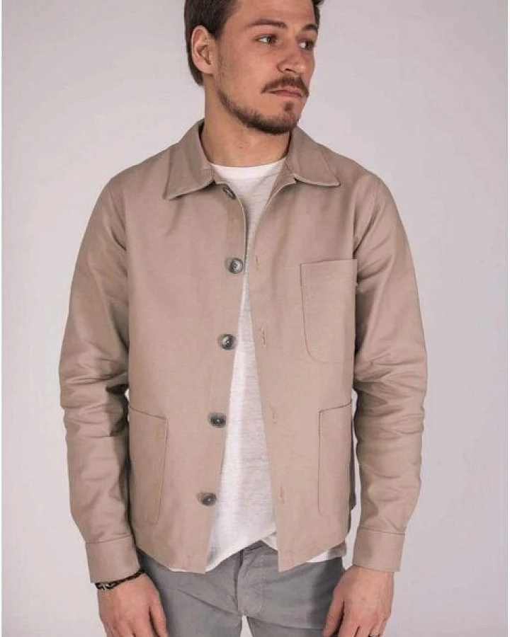Aatise Herrenjacke Zularit aus upgecycelter beiger Baumwolle
