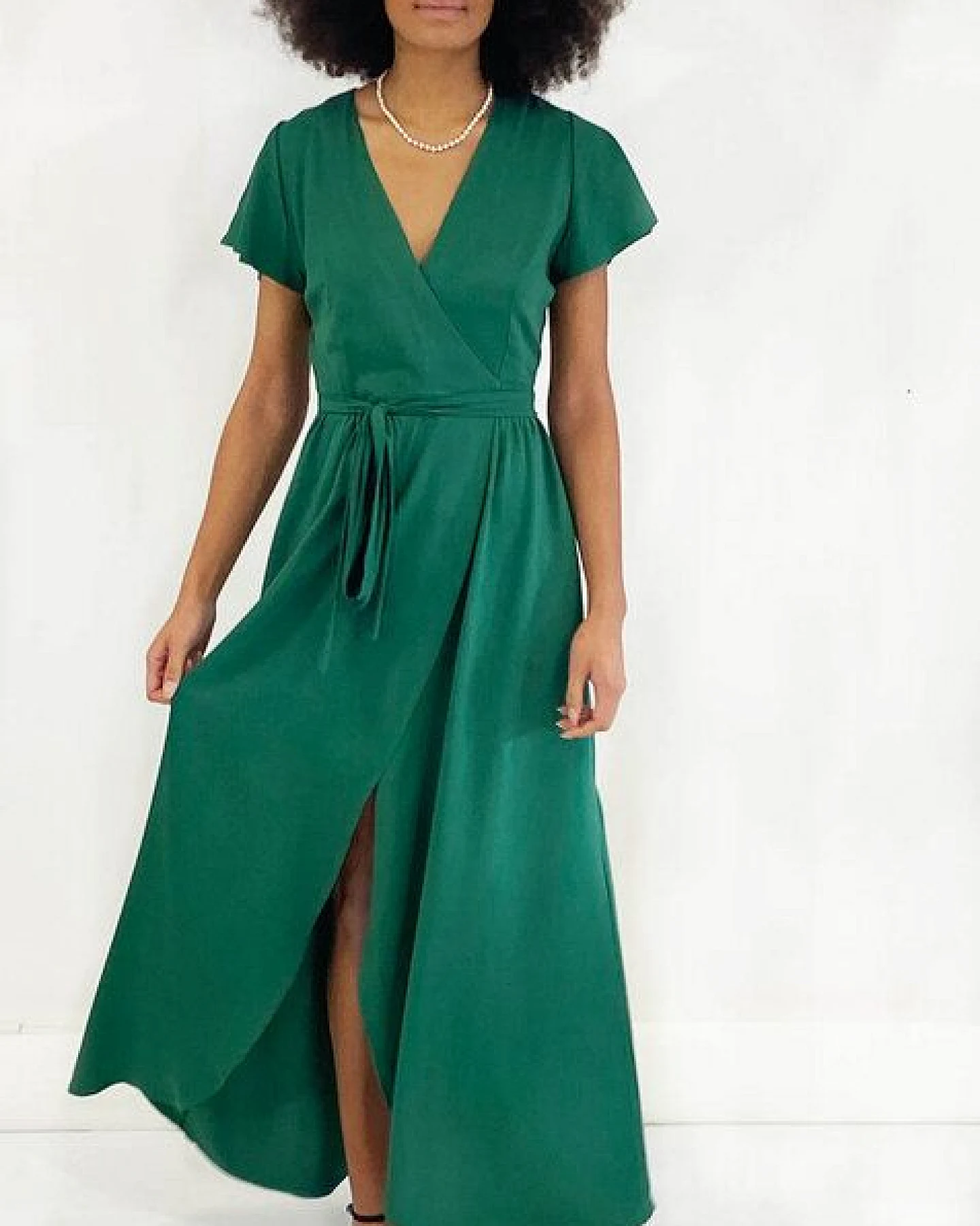 Aatise Langes Abendkleid im Wickeleffekt Zermonie 100% EcoVero – Ansicht 2