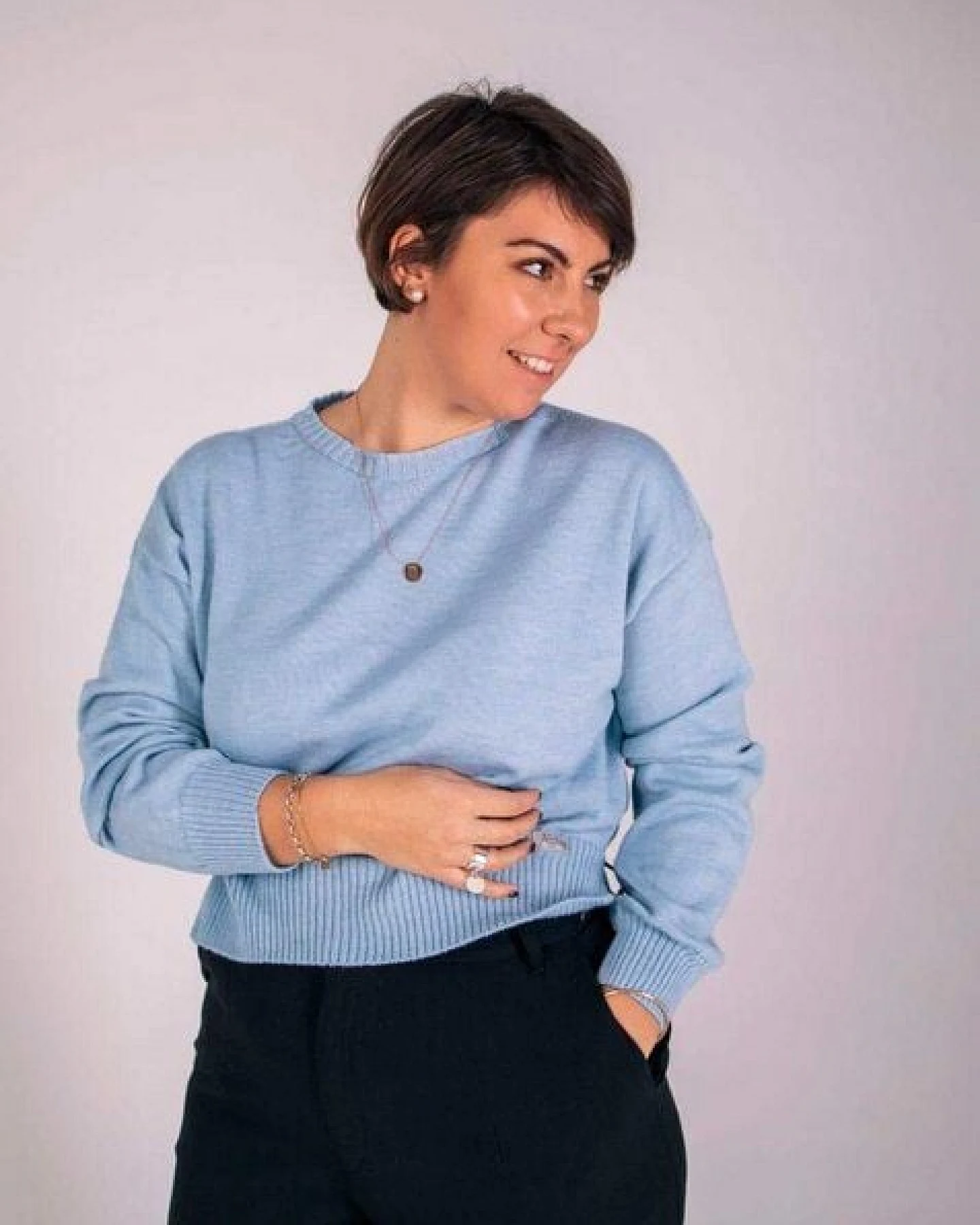 Aatise Zundry Damen Pullover mit halsnahem Rundkragen 100% Merinowolle muesling free Made in France – Ansicht 4