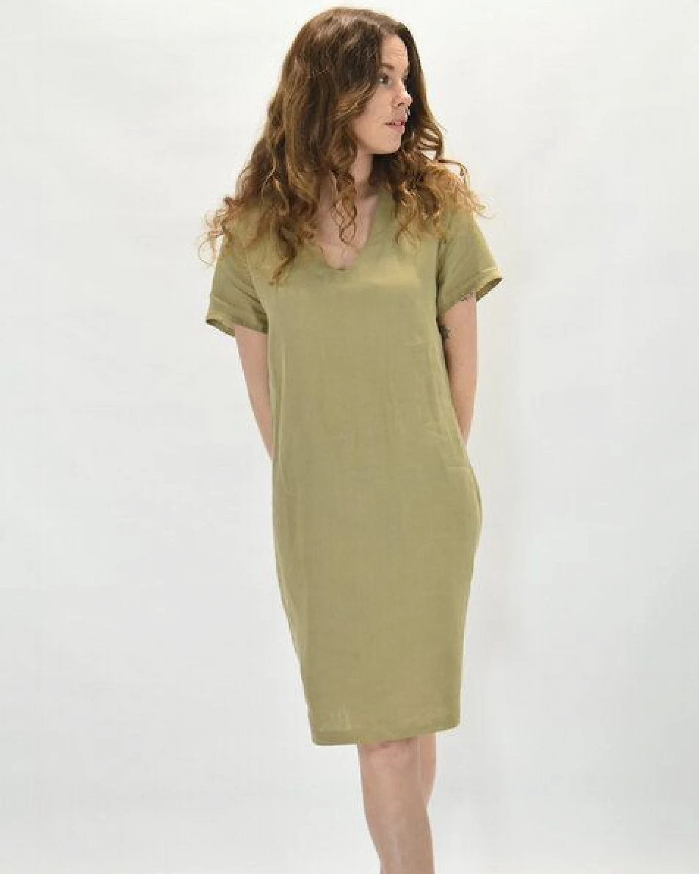 Aatise Shiftkleid kurzarm aus 100% Leinen Zelda – Ansicht 3