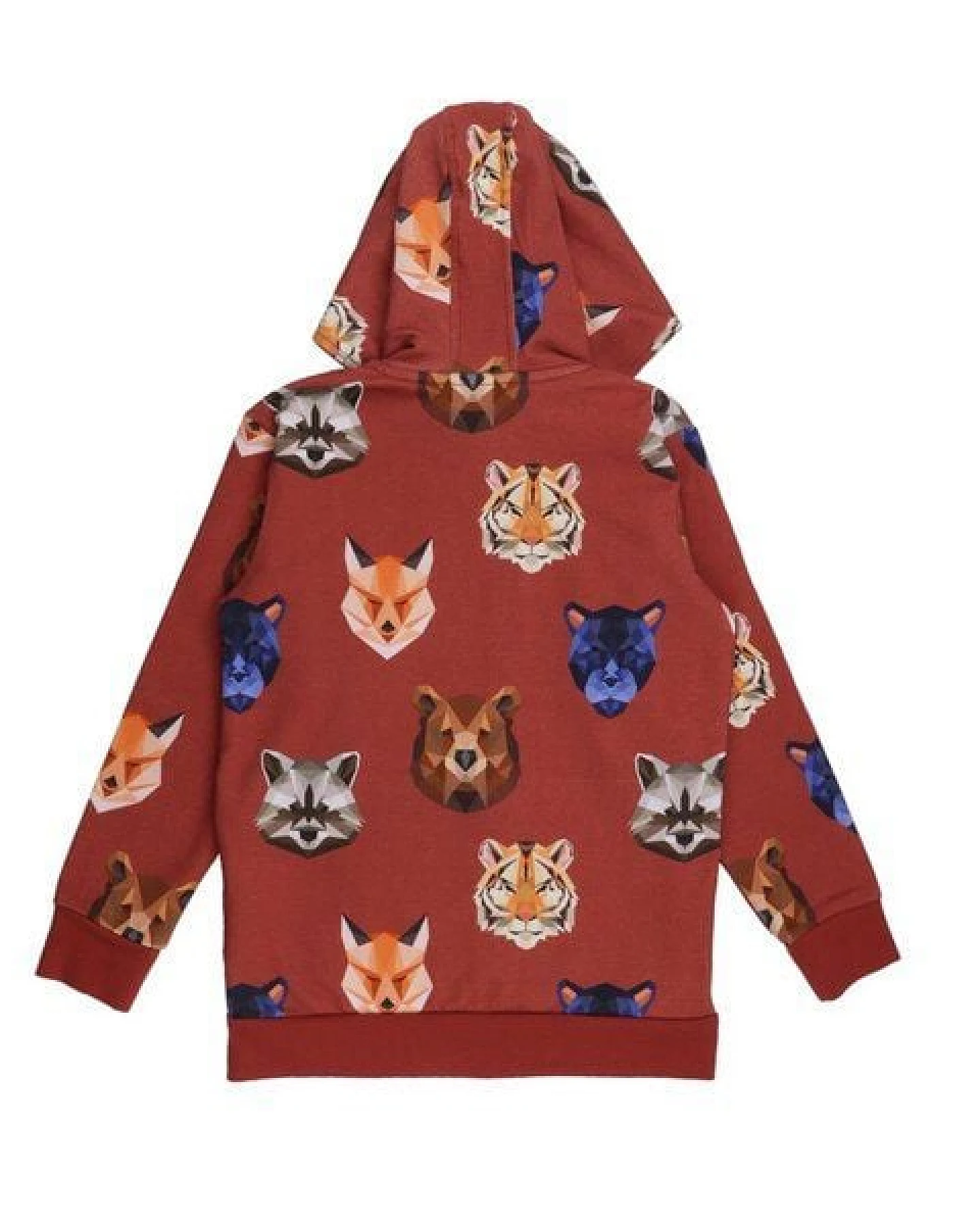 Kapuzenjacke für Baby/Kleinkind, Bio-Baumwolle, Reflection Animals Rot, Walkiddy – Ansicht 3