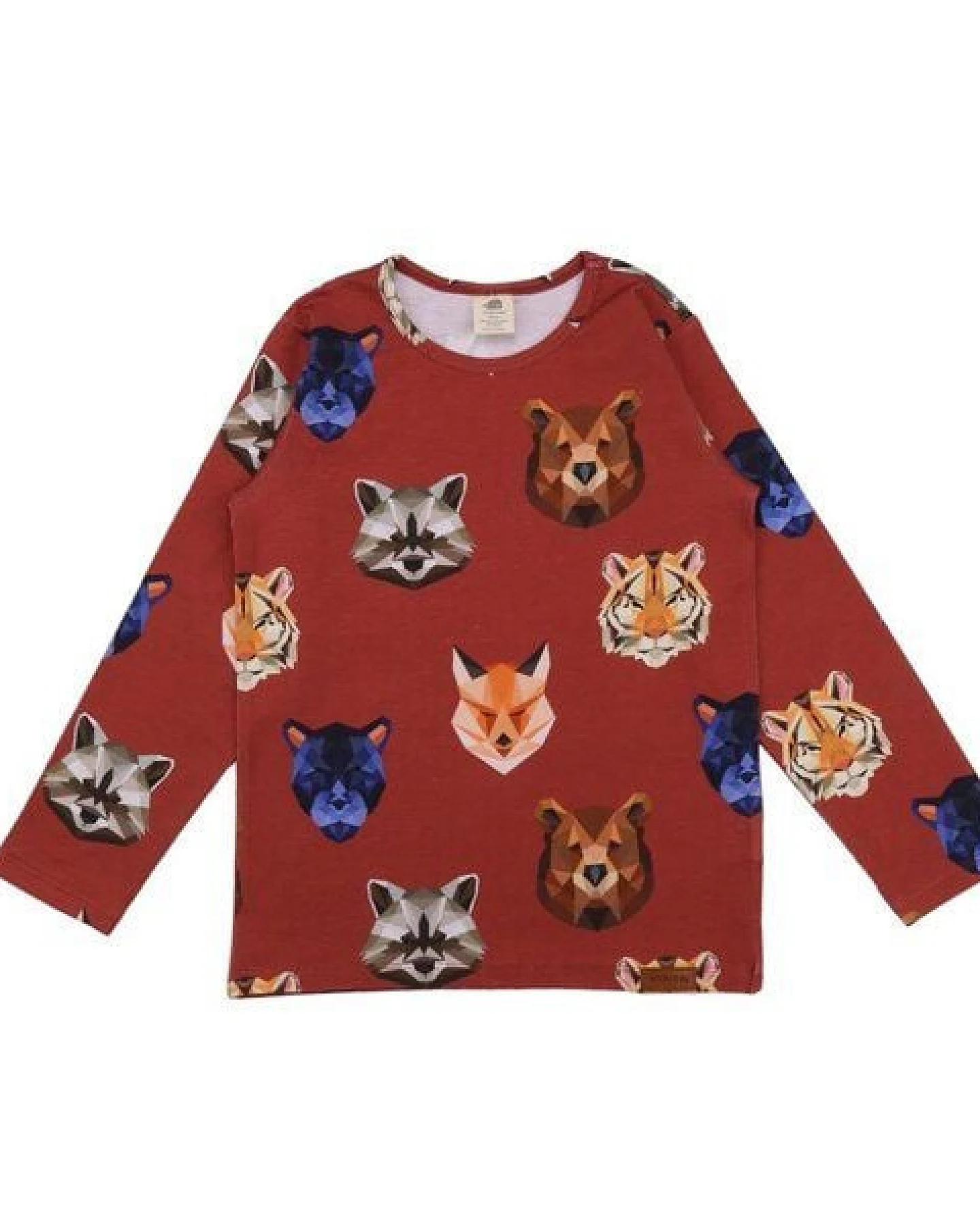 Baby Langarmshirt GOTS zertifiziert – Bio-Baumwolle, Rot mit Tiermotiven, weich & bequem – Ansicht 2