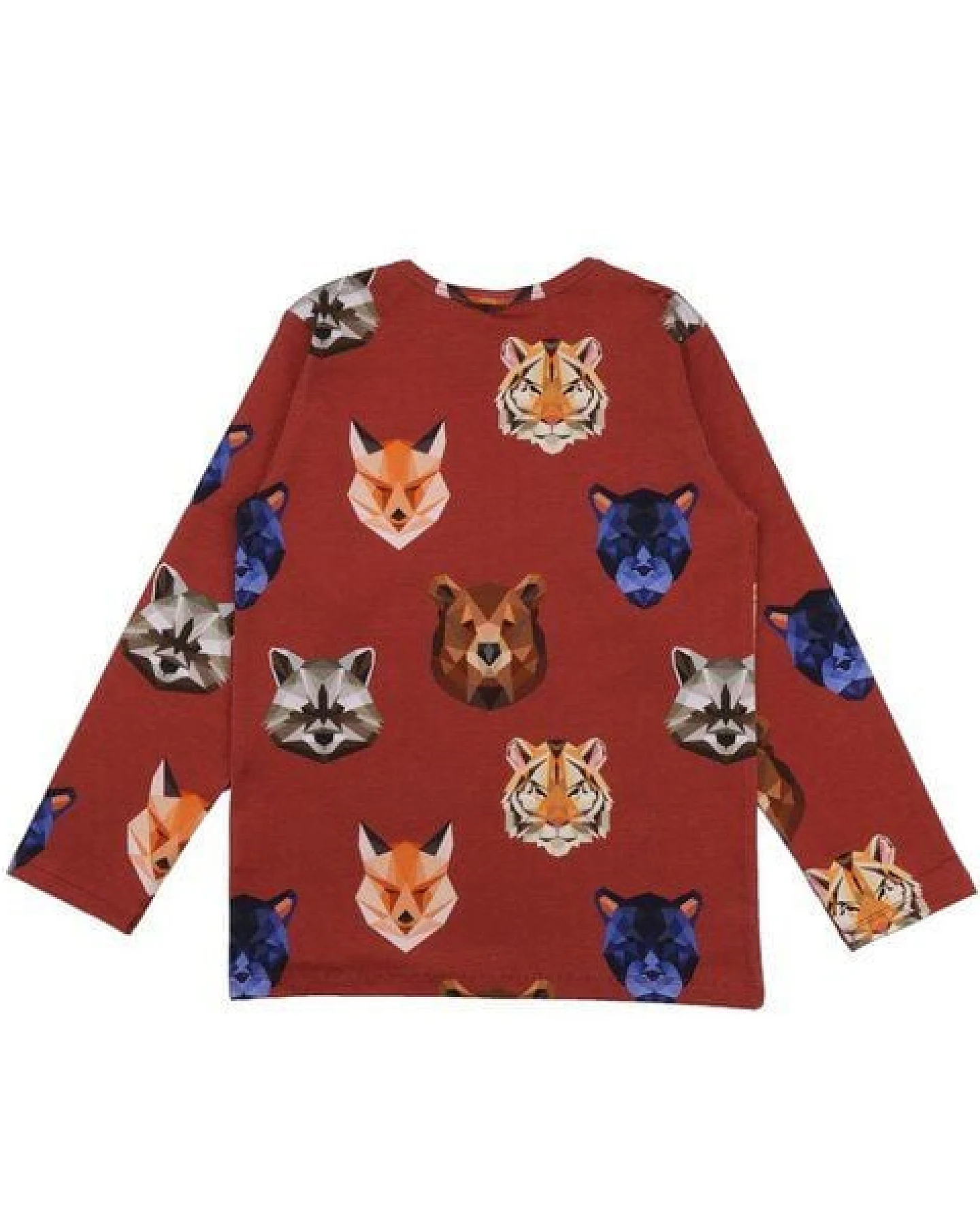 Baby Langarmshirt GOTS zertifiziert – Bio-Baumwolle, Rot mit Tiermotiven, weich & bequem – Ansicht 3
