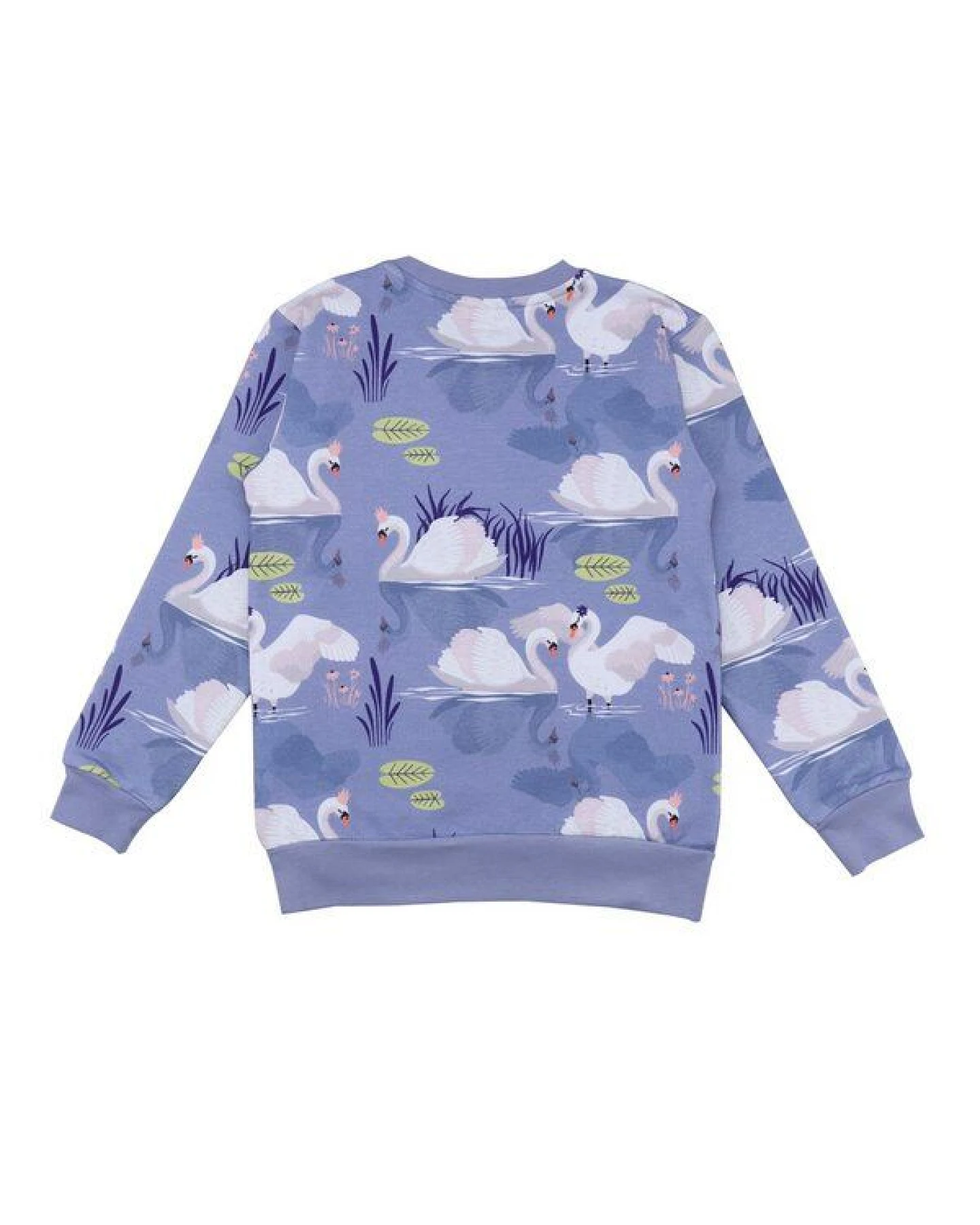 Baby Sweatshirt GOTS zertifiziert Bio-Baumwolle, Lila, Schwan-Muster, Walkiddy – Ansicht 2
