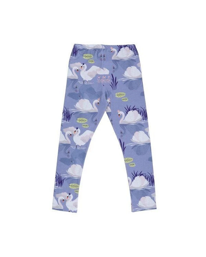 Kinder Leggings GOTS zertifiziert Bio-Baumwolle, Lila, Wolken-Muster, Walkiddy