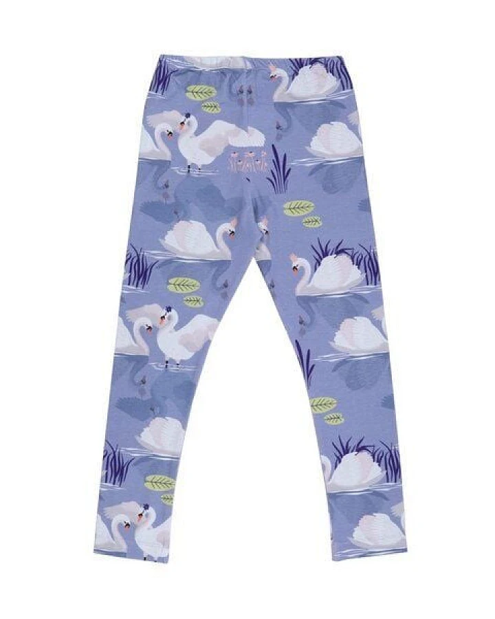 Kinder Leggings GOTS zertifiziert Bio-Baumwolle, Lila, Wolken-Muster, Walkiddy