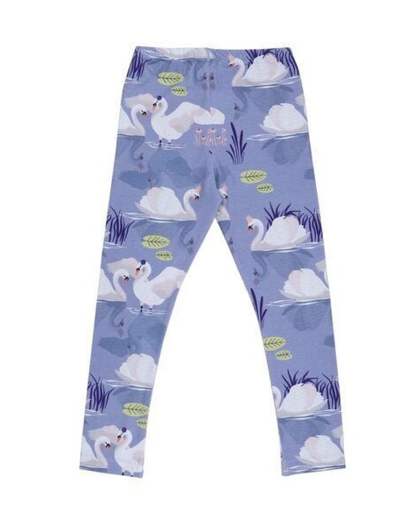 Kinder Leggings GOTS zertifiziert Bio-Baumwolle, Lila, Wolken-Muster, Walkiddy – Ansicht 2