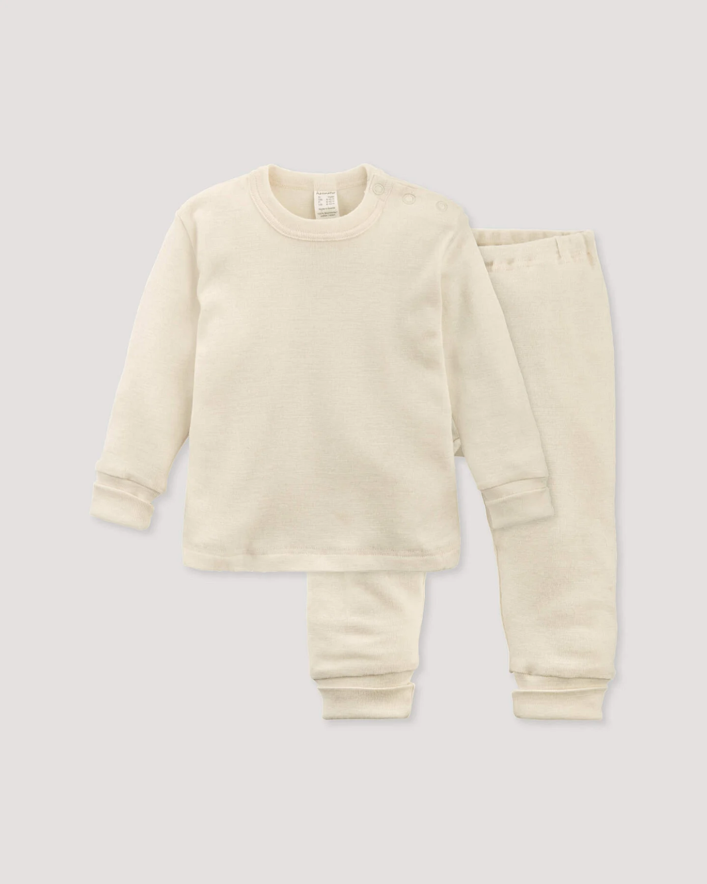 hessnatur Baby Pyjama aus Bio-Baumwolle mit Bio-Merinowolle und Seide - natur - Größe 74/80 – Ansicht 2