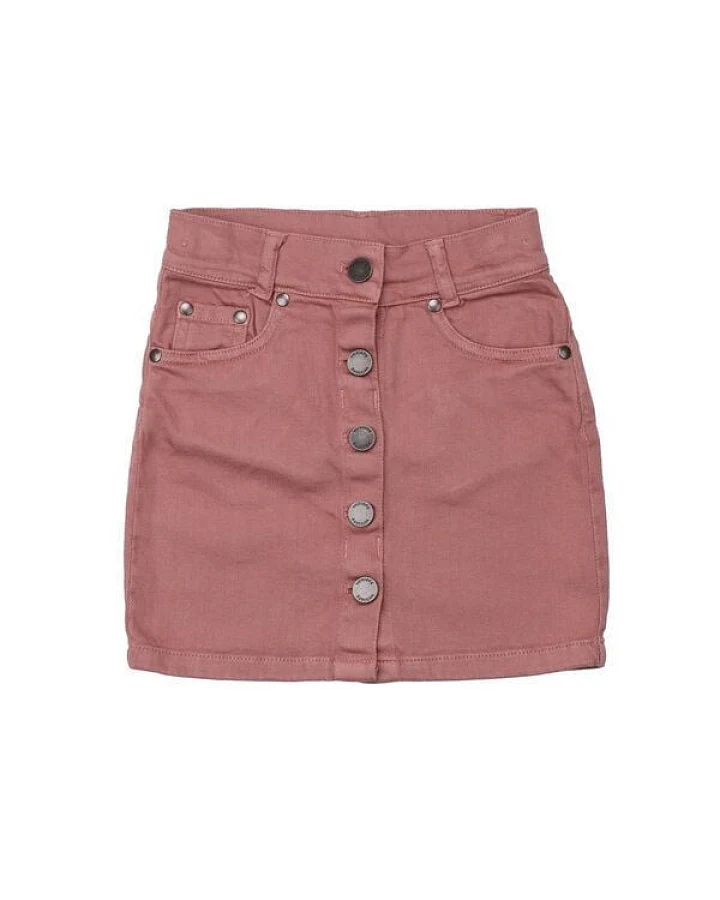 Kinder Jeansrock GOTS zertifiziert, rosé (Denim-Look), Knopfleiste, Bio-Baumwolle, bequem – Walkiddy