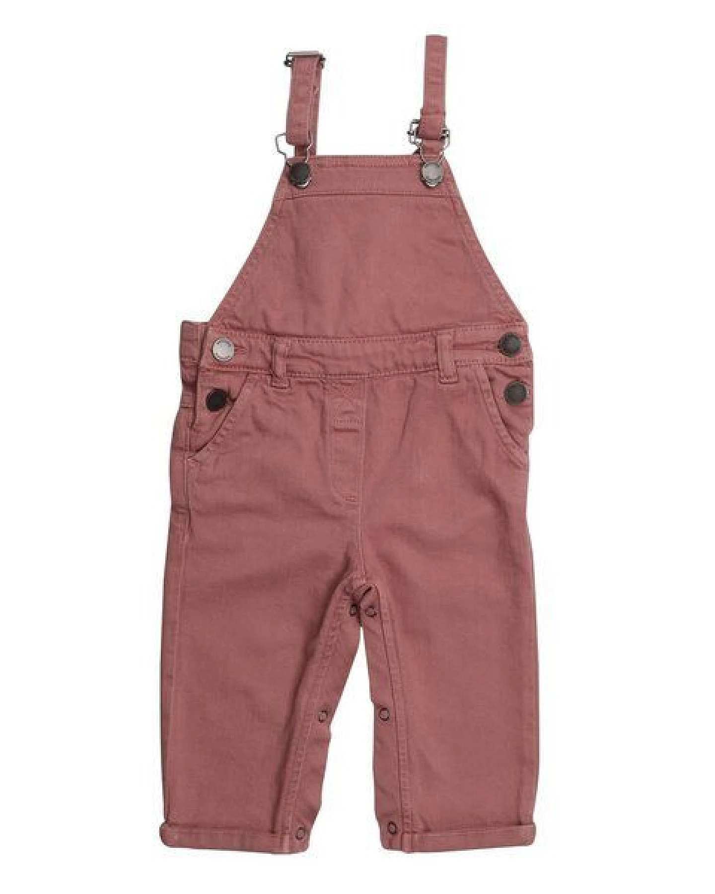 Baby Latzhose GOTS zertifiziert, Bio-Baumwolle, terracotta, ärmellos, weich & bequem, verstellbare Träger – Walkiddy – Ansicht 2