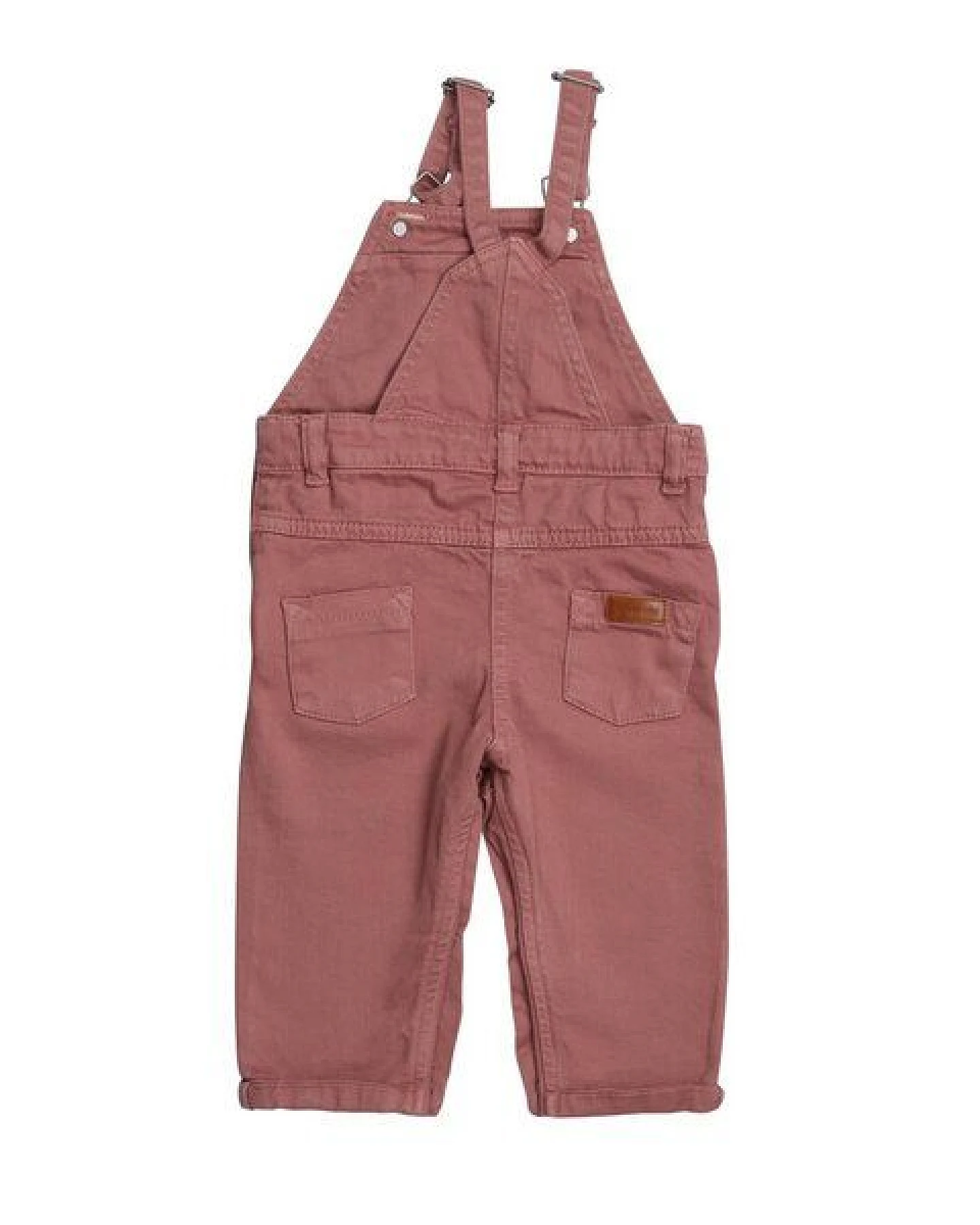 Baby Latzhose GOTS zertifiziert, Bio-Baumwolle, terracotta, ärmellos, weich & bequem, verstellbare Träger – Walkiddy – Ansicht 3