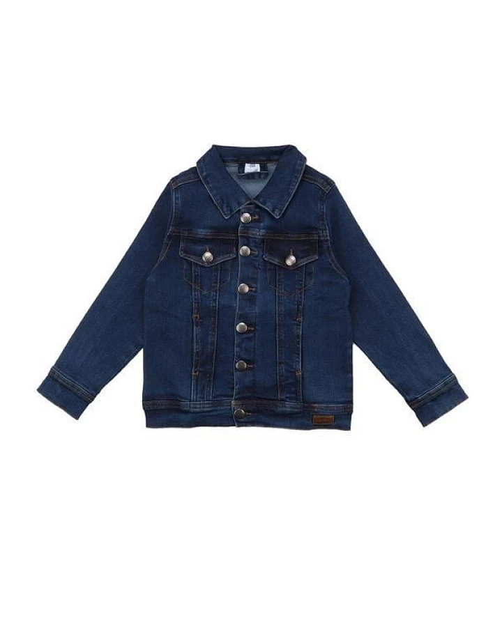 Baby Jeansjacke GOTS zertifiziert, dunkelblau, Bio-Baumwolle, Knopfleiste, weich & bequem – Walkiddy