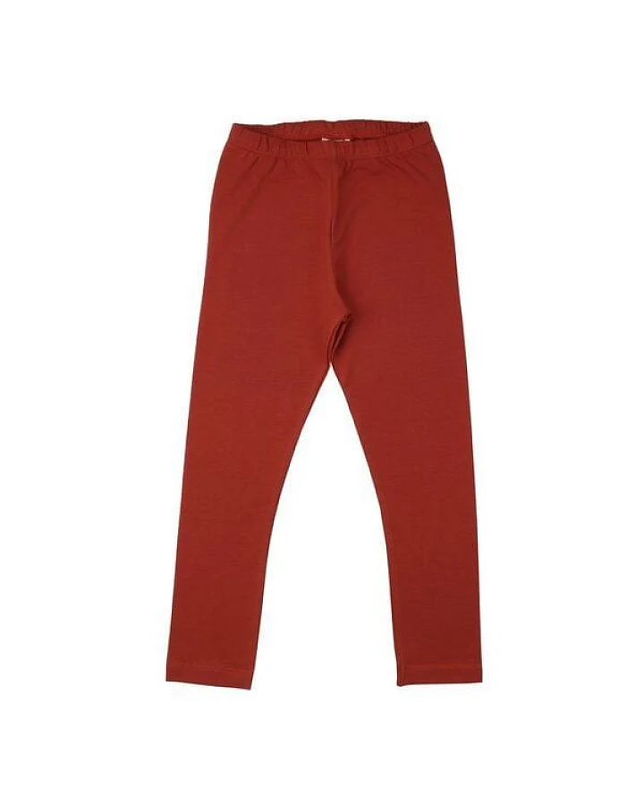 Kinder Leggings GOTS zertifiziert – Rostrot, elastischer Bund, weich & bequem