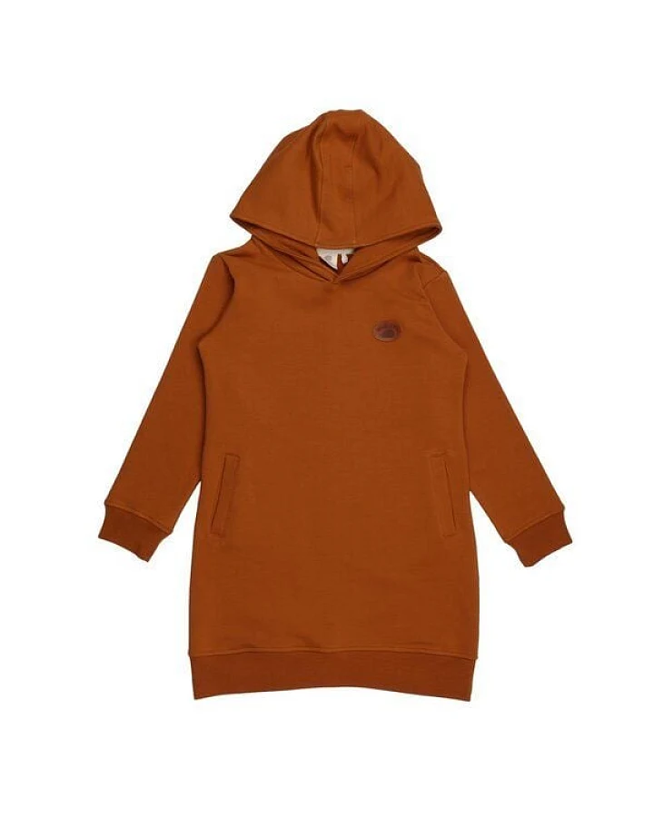 Kinder Hoodie-Kleid GOTS zertifiziert Bio-Baumwolle, Braun, Walkiddy
