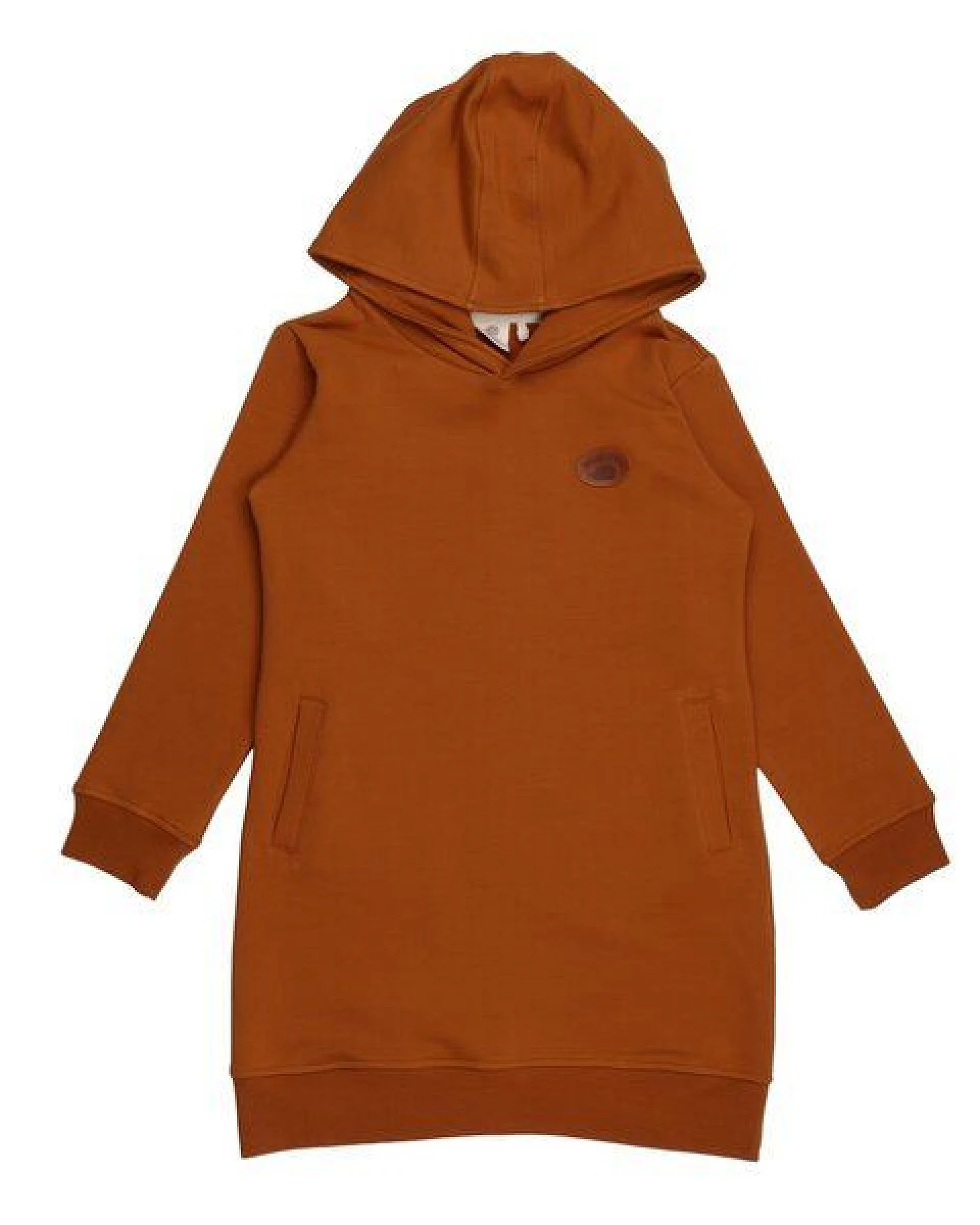 Kinder Hoodie-Kleid GOTS zertifiziert Bio-Baumwolle, Braun, Walkiddy – Ansicht 2