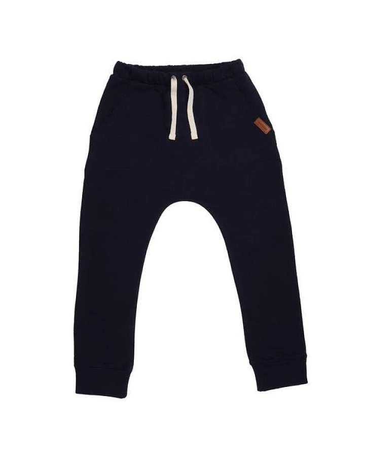 Kinder Jogginghose GOTS zertifiziert, Bio-Baumwolle, navy, weich, elastischer Bund, bequem – Walkiddy