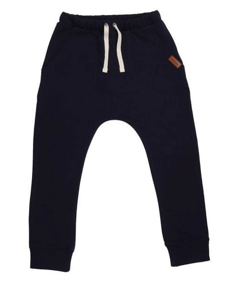 Kinder Jogginghose GOTS zertifiziert, Bio-Baumwolle, navy, weich, elastischer Bund, bequem – Walkiddy