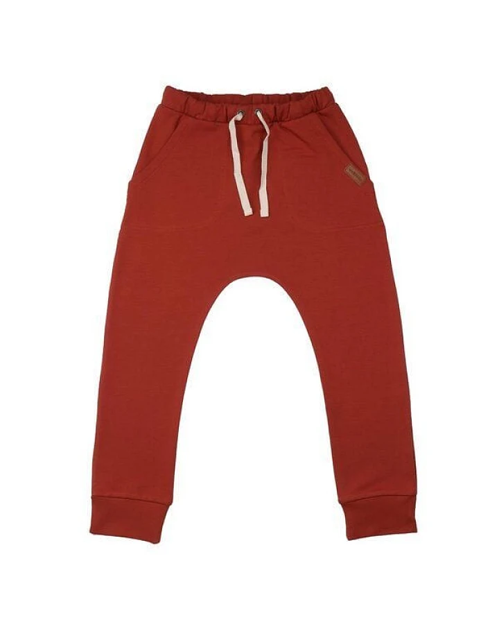 Kinder Jogginghose GOTS zertifiziert – Dunkelrot, Bund mit Kordel, weich & bequem
