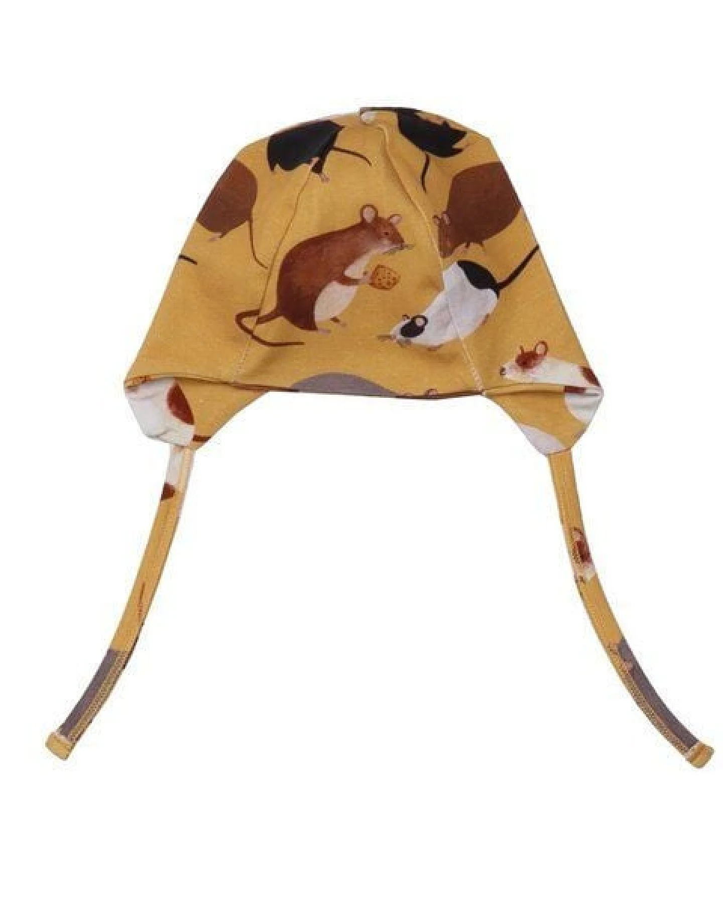 Mütze Bio-Baumwolle Gelb "Playful Mouses" Walkiddy, GOTS-zertifiziert, umweltfreundlich, elastisch, allergikerfreundlich, nachhaltig. – Ansicht 3