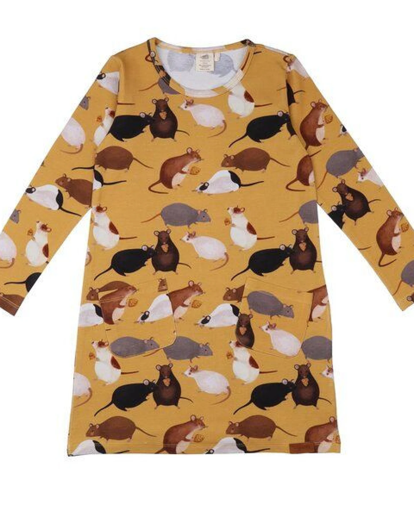 Kleid Gelb Bio Baumwolle Tunika - Walkiddy Spielmäuse, GOTS-zertifiziert, nachhaltig, allergikerfreundlich, umweltbewusst, kindgerecht, stilvoll, bequem. – Ansicht 2
