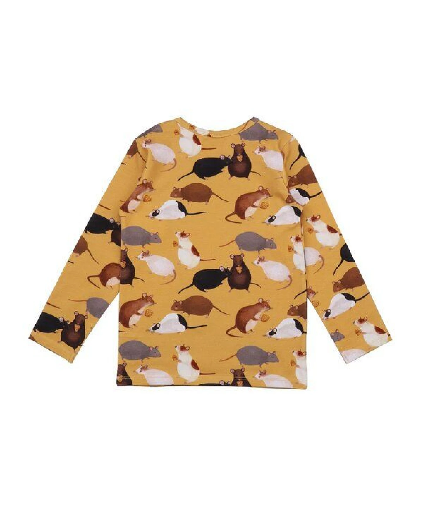Kinder Langarmshirt GOTS zertifiziert Bio-Baumwolle, Senfgelb, Mäuse-Muster, Walkiddy – Ansicht 3