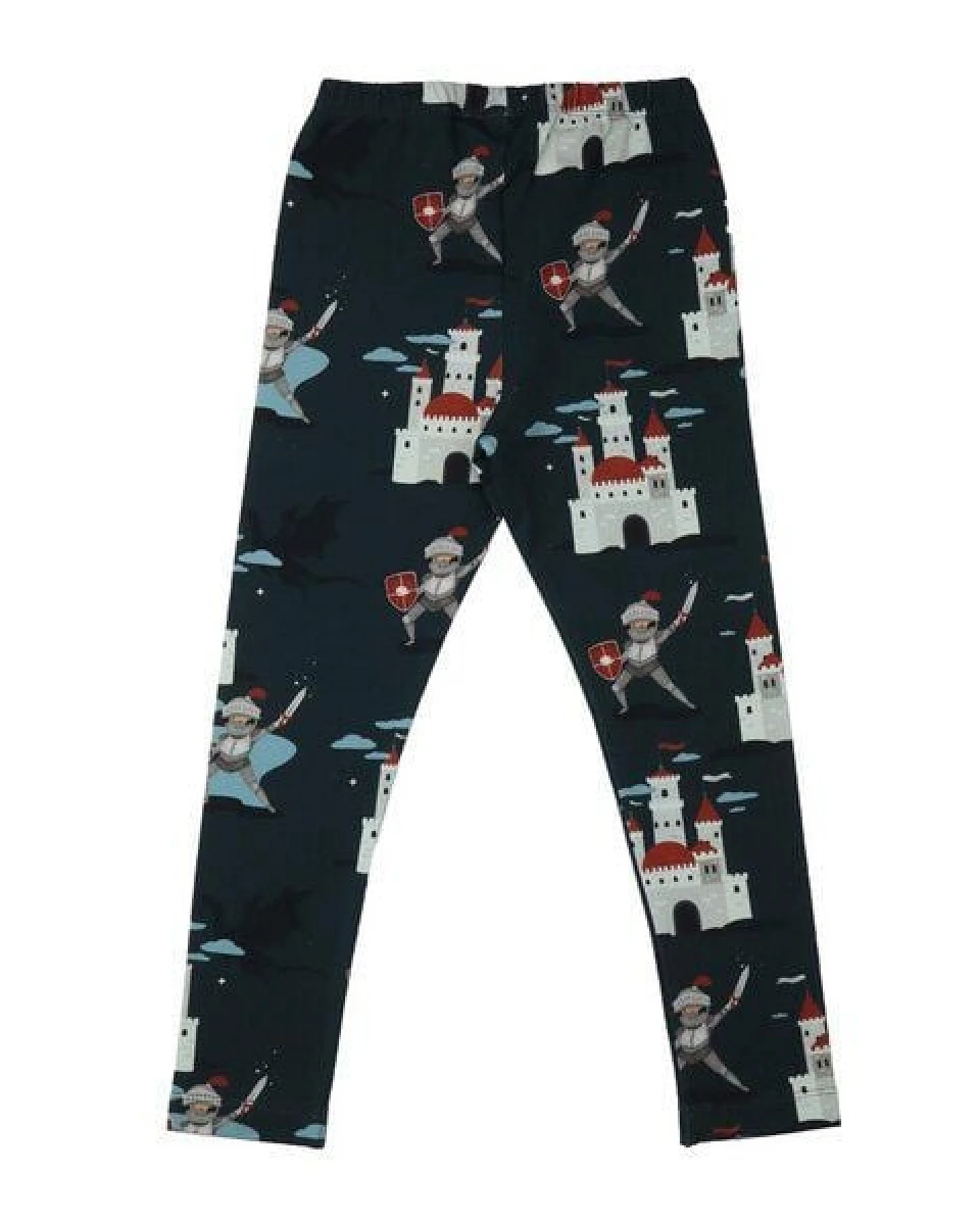Kinder Leggings GOTS zertifiziert Bio-Baumwolle, Dunkelgrün, Burg-Muster, Walkiddy – Ansicht 3