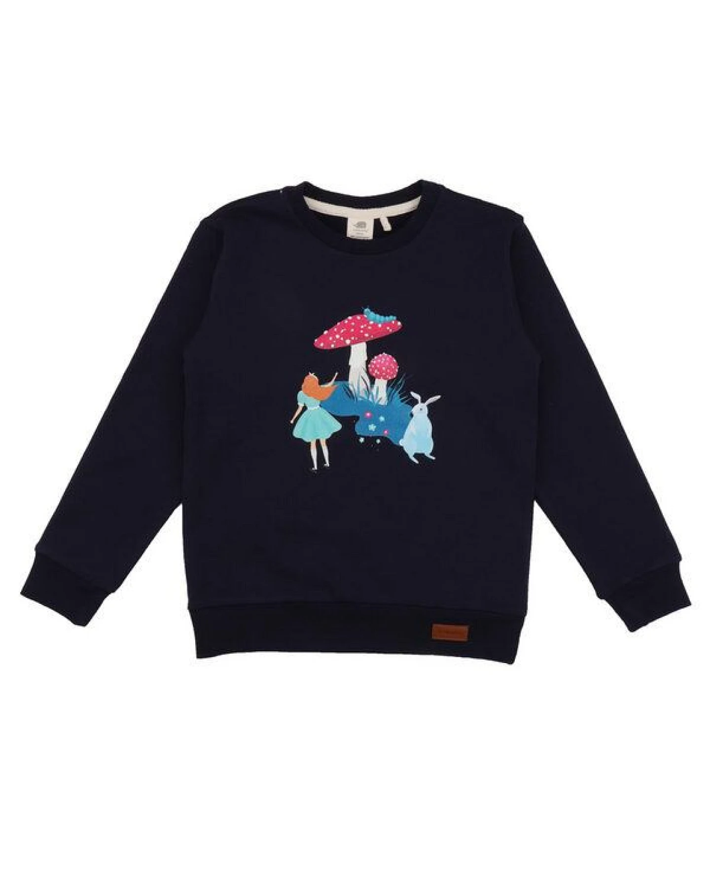 Baby Sweatshirt GOTS zertifiziert, Bio-Baumwolle, dunkelblau, „Wonderland“, Frontmotiv, weich & bequem – Walkiddy – Ansicht 2