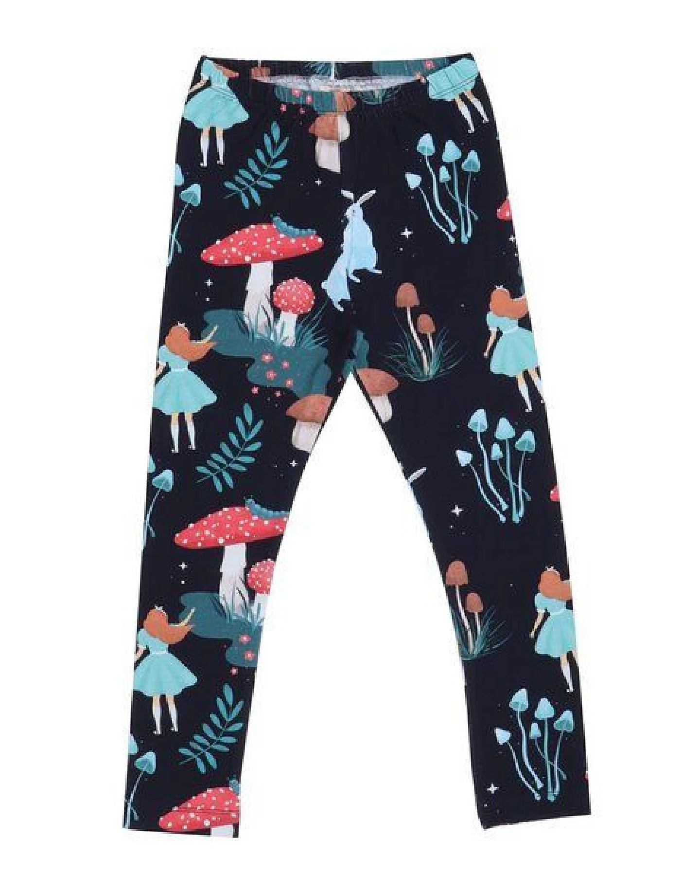 Kinder Leggings GOTS-zertifiziert aus Bio-Baumwolle, elastisch, dunkel mit buntem Print – Walkiddy, weicher Komfortbund, alltagstauglich – Ansicht 2