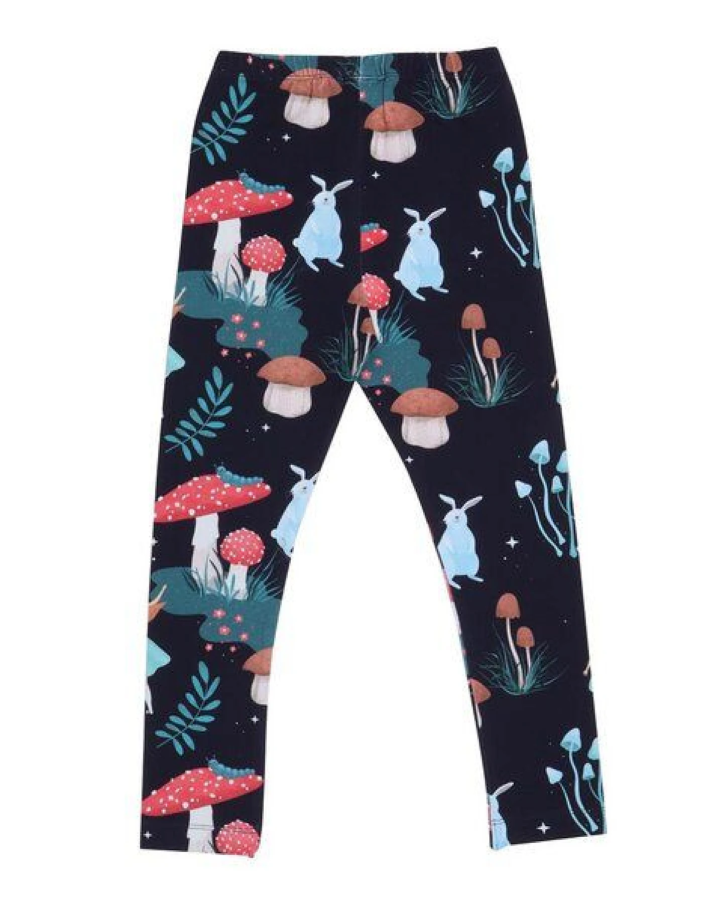 Kinder Leggings GOTS-zertifiziert aus Bio-Baumwolle, elastisch, dunkel mit buntem Print – Walkiddy, weicher Komfortbund, alltagstauglich – Ansicht 3